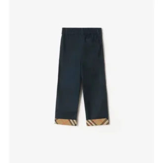 Pantalones de algodón con vuelta y estampado de cuadros Pantalones de algodón con vuelta y estampado de cuadros
