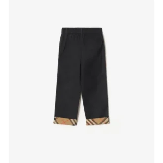 Pantalones de algodón con vuelta y estampado de cuadros Pantalones de algodón con vuelta y estampado de cuadros