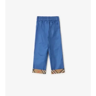 Pantalones de algodón con vuelta y estampado de cuadros