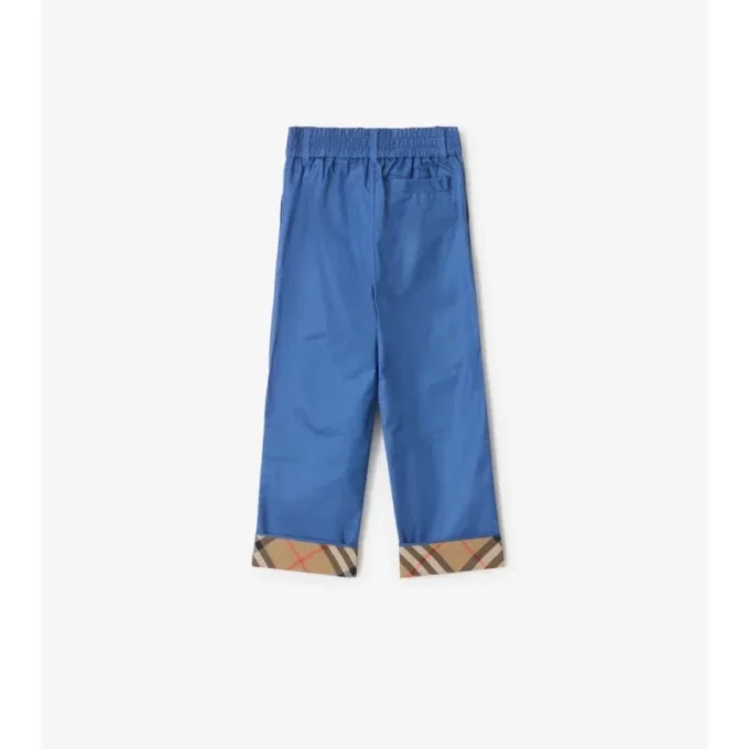Pantalones de algodón con vuelta y estampado de cuadros Pantalones de algodón con vuelta y estampado de cuadros