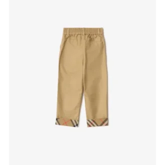 Pantalones de algodón con vuelta y estampado de cuadros Pantalones de algodón con vuelta y estampado de cuadros