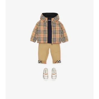 Pantalones de algodón con vuelta y estampado de cuadros Pantalones de algodón con vuelta y estampado de cuadros