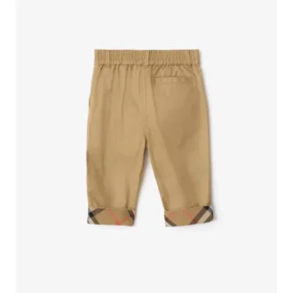 Pantalones de algodón con vuelta y estampado de cuadros
