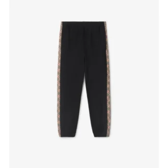 Pantalones de chándal de algodón con ribetes a cuadros