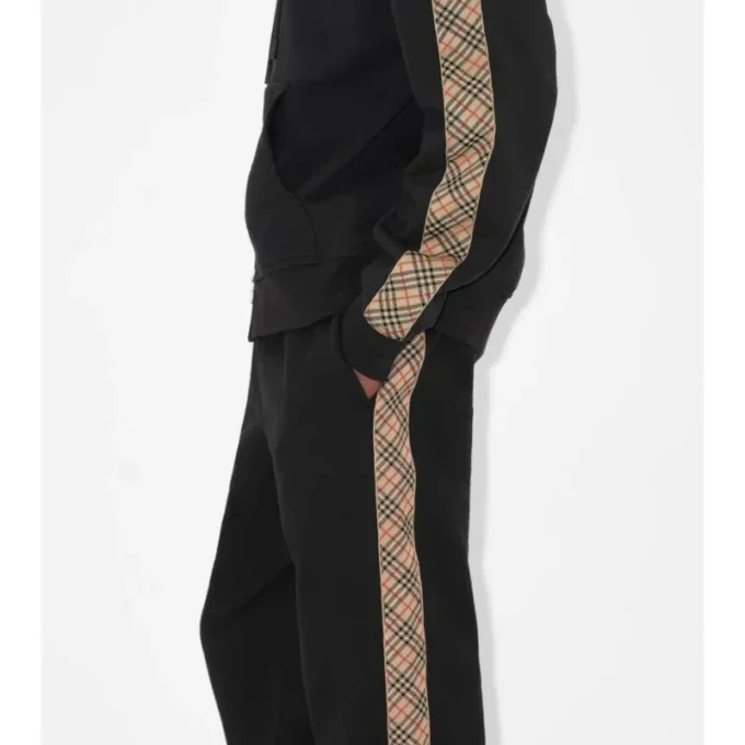 Pantalones de chándal de algodón con ribetes a cuadros