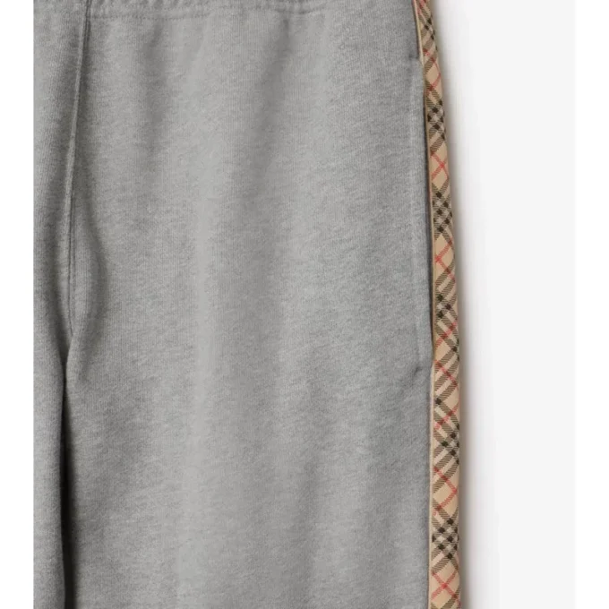 Pantalones de chándal de algodón con ribetes a cuadros