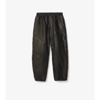 Pantalones de cuero con logotipo en cursiva Pantalones de cuero con logotipo en cursiva