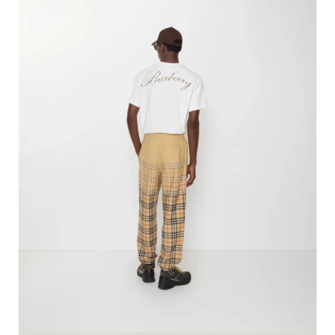 Pantalones de jogging de algodón con estampado de cuadros degradado