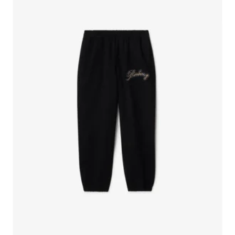 Pantalones de jogging de algodón con logotipo cursivo de cuadros