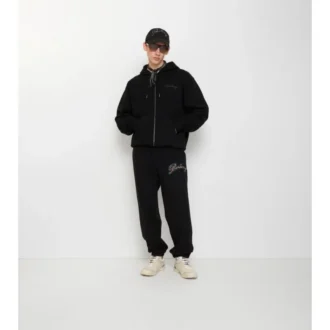 Pantalones de jogging de algodón con logotipo cursivo de cuadros