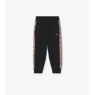 Pantalones de jogging de algodón con ribetes a cuadros Pantalones de jogging de algodón con ribetes a cuadros