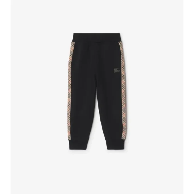 Pantalones de jogging de algodón con ribetes a cuadros