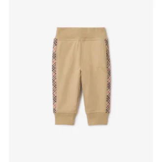 Pantalones de jogging de algodón con ribetes a cuadros Pantalones de jogging de algodón con ribetes a cuadros