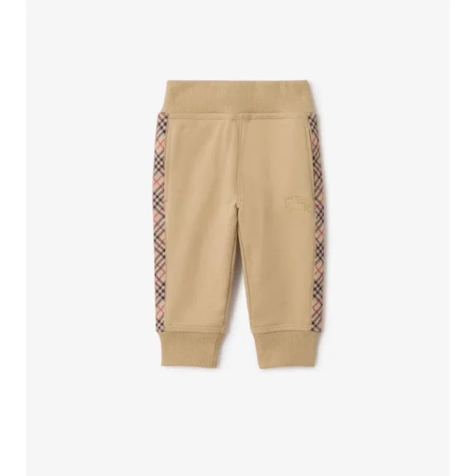 Pantalones de jogging de algodón con ribetes a cuadros
