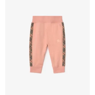 Pantalones de jogging de algodón con ribetes a cuadros Pantalones de jogging de algodón con ribetes a cuadros