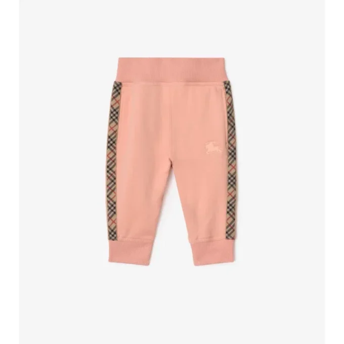 Pantalones de jogging de algodón con ribetes a cuadros Pantalones de jogging de algodón con ribetes a cuadros