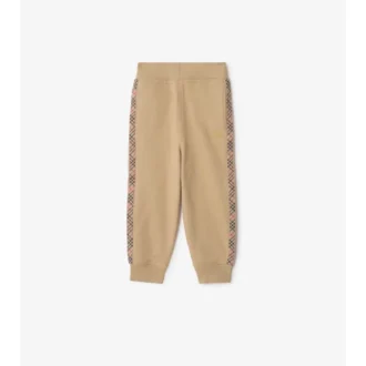 Pantalones de jogging de algodón con ribetes a cuadros Pantalones de jogging de algodón con ribetes a cuadros