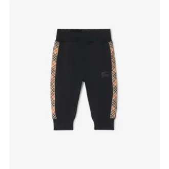 Pantalones de jogging de algodón con ribetes a cuadros Pantalones de jogging de algodón con ribetes a cuadros