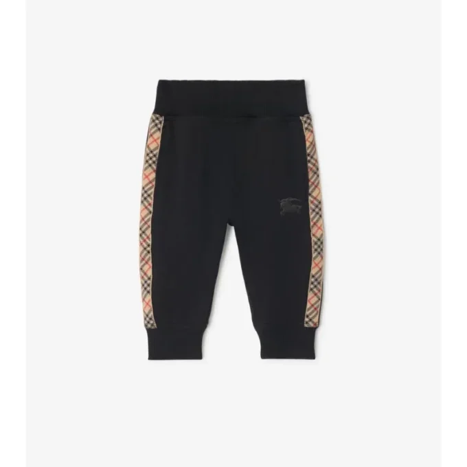 Pantalones de jogging de algodón con ribetes a cuadros