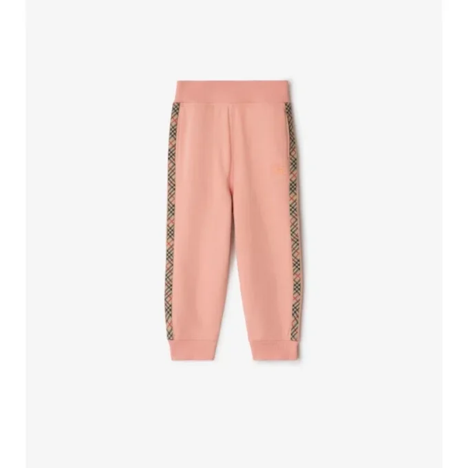 Pantalones de jogging de algodón con ribetes a cuadros Pantalones de jogging de algodón con ribetes a cuadros