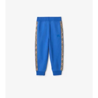 Pantalones de jogging de algodón con ribetes a cuadros Pantalones de jogging de algodón con ribetes a cuadros
