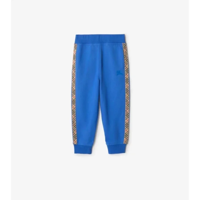 Pantalones de jogging de algodón con ribetes a cuadros Pantalones de jogging de algodón con ribetes a cuadros