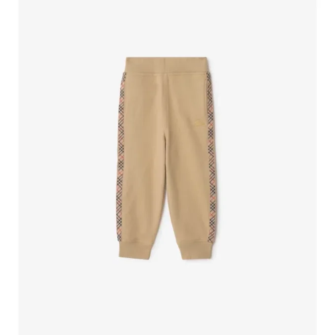 Pantalones de jogging de algodón con ribetes a cuadros
