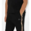 Pantalones de jogging de algodón con ribetes a cuadros