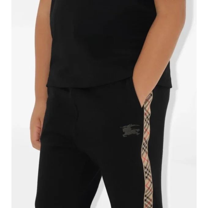 Pantalones de jogging de algodón con ribetes a cuadros