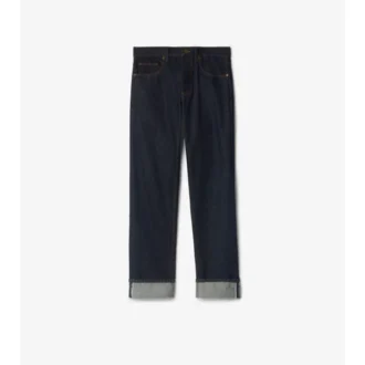Pantalones de mezclilla rectos con vuelta