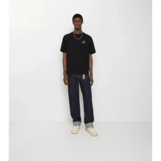 Pantalones de mezclilla rectos con vuelta