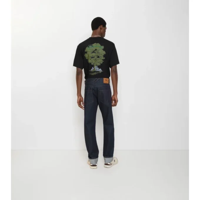 Pantalones de mezclilla rectos con vuelta