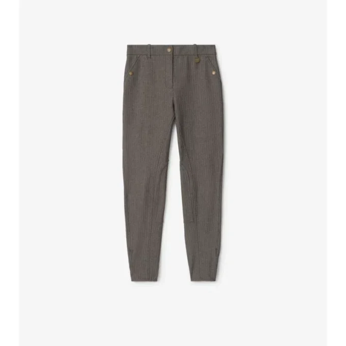 Pantalones de montar de algodón elástico con diseño en espiga Pantalones de montar de algodón elástico con diseño en espiga