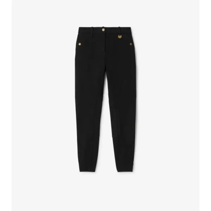 Pantalones de montar de algodón elástico con diseño en espiga Pantalones de montar de algodón elástico con diseño en espiga
