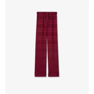 Pantalones de pijama de seda con estampado de cuadros