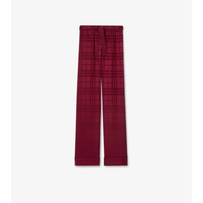 Pantalones de pijama de seda con estampado de cuadros Pantalones de pijama de seda con estampado de cuadros