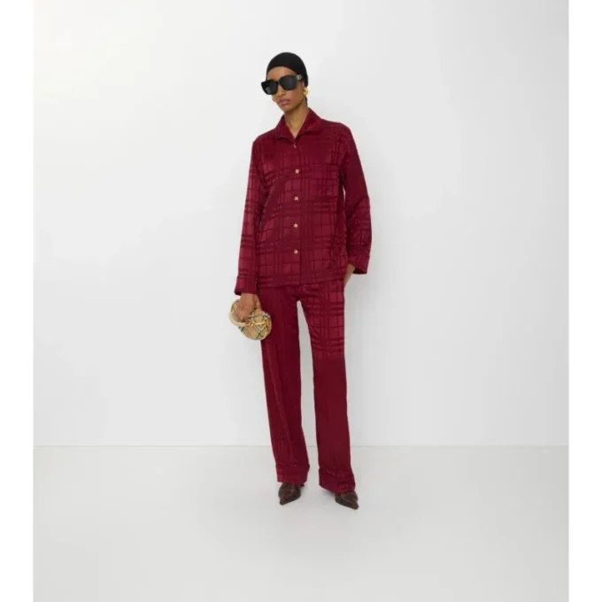 Pantalones de pijama de seda con estampado de cuadros Pantalones de pijama de seda con estampado de cuadros