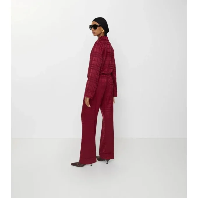 Pantalones de pijama de seda con estampado de cuadros Pantalones de pijama de seda con estampado de cuadros