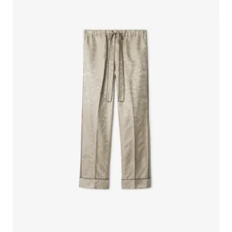 Pantalones de pijama de seda con estampado de girasoles
