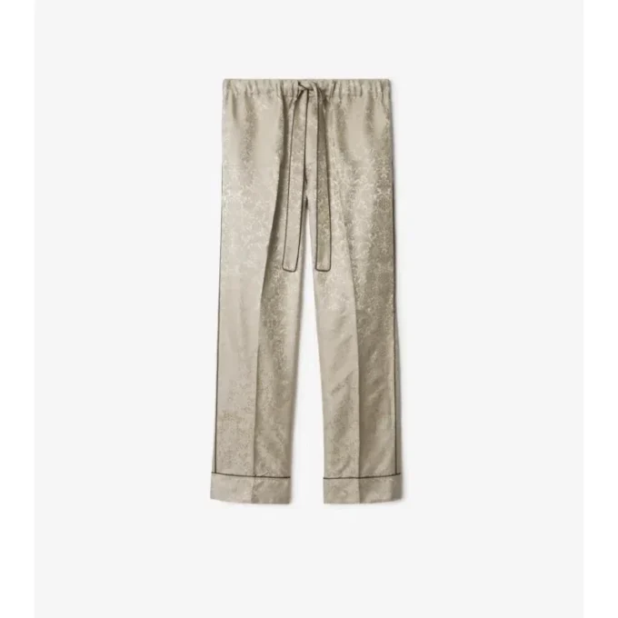 Pantalones de pijama de seda con estampado de girasoles Pantalones de pijama de seda con estampado de girasoles