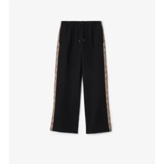 Pantalones deportivos de algodón con ribetes de cuadros