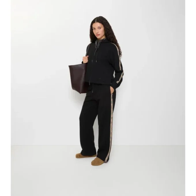 Pantalones deportivos de algodón con ribetes de cuadros Pantalones deportivos de algodón con ribetes de cuadros