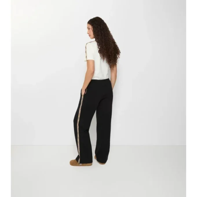 Pantalones deportivos de algodón con ribetes de cuadros Pantalones deportivos de algodón con ribetes de cuadros