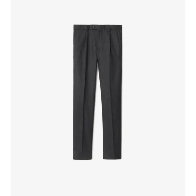 Pantalones entallados de franela de lana Pantalones entallados de franela de lana