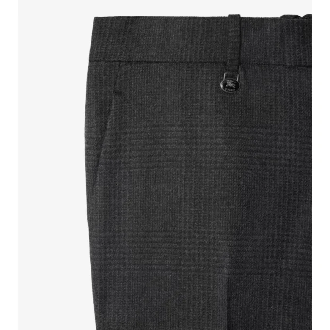 Pantalones entallados de lana y cachemira con estampado de cuadros Pantalones entallados de lana y cachemira con estampado de cuadros