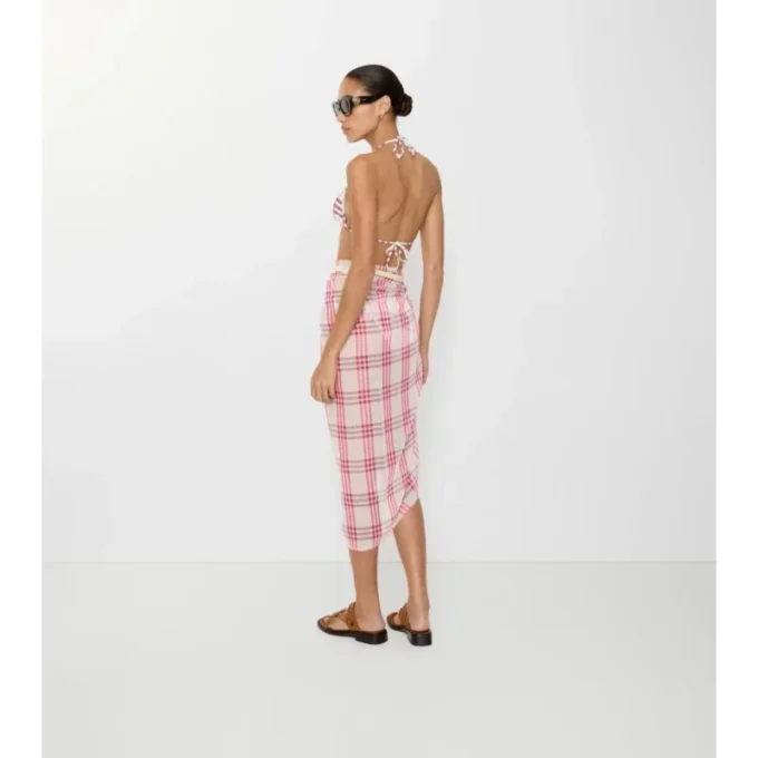 Pareo de algodón con estampado de cuadros Pareo de algodón con estampado de cuadros