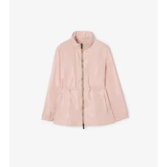 Parka corta de nailon con cinta a cuadros