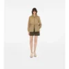 Parka corta de nailon con cinta a cuadros