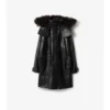 Parka de cuero con ribete de flecos desmontable Parka de cuero con ribete de flecos desmontable