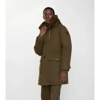 Parka de Gabardine con ribete de piel de oveja